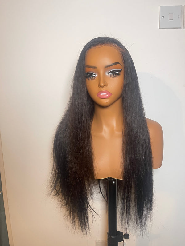 13x6 frontal 22 inch raw wig - dyed black